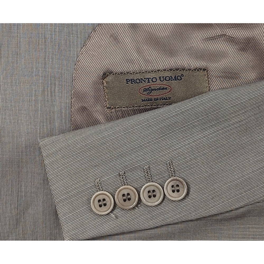 Pronto Uomo Zignone Made In Italy Crosshatch Blazer Sport Jacket 100% Wool 46R